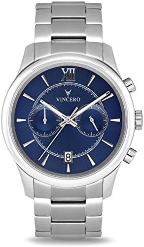 Vincero Luxury Men's Bellwether Steel Wrist Watch - 43mm Chronograph Watch - Japanese Quartz Movement