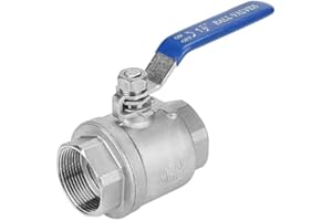 304 Stainless Steel Full Port Ball Valve Two-Piece 1-1/2 Inch DN40 Female Thread, High Flow Rate, Durable Shut-Off Valve for 