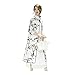 Women Ladies Bamboo Print 2 Piece Linen Silk Cheongsam Qipao Dress with 3/4 Sleeve