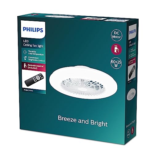 PHILIPS Deckenventilator und LED Deckenleuchte Amigo, 25W+60W, Durchmesser 58cm, rund, inkl. Fernbedienung
