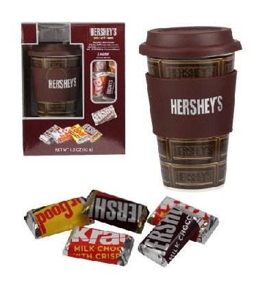 Hershey s Ceramic Travel Mug w/ Silicone Band, Lid & Candy (Hershey s)