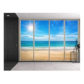 Wall26 - Bright Sun Radiating Over Blue Ocean - Canvas Art Wall Decor - 66"x96"