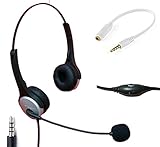 Voistek Wired Cell Phone Headset with Noise Canceling Boom Mic Adjustable Headband for iPhone Samsung LG HTC Blackberry Huawei ZTE Mobile Phone Most Smartphones with 3.5mm Jack (Binaural H20J35)