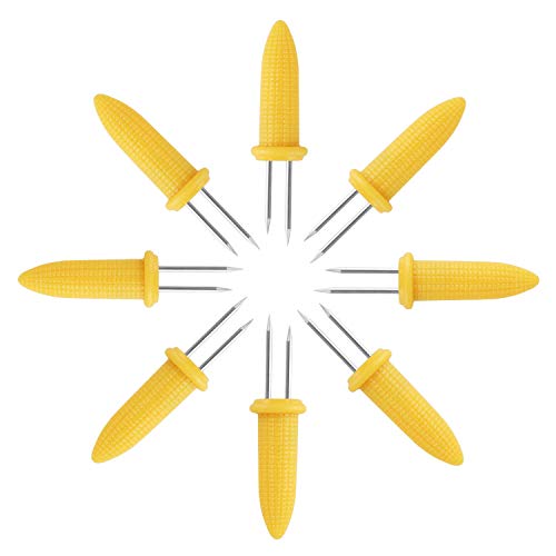 Easytle 20 Pieces Stainless Steel Corn Holders Corn on The Cob Skewers for BBQ Twin Prong Sweetcorn Holders Home Cooking Fork