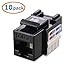 Cable Matters [UL Listed] 10-Pack 10Gbps Cat6 Keystone Jacks, RJ45 Keystone Jack, Ethernet Keystone Jack in Black for Patch Panel and Wall Plate