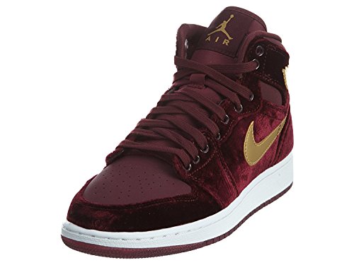Nike Girl's Air Jordan Retro 1 Hightop Shoe Night Maroon/Metallic Gold-White 7Y
