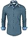 TAM WARE Mens Trendy Slim Fit Inner Checkered Button Down Shirt TWNMS323S-STEELBLUE-US M