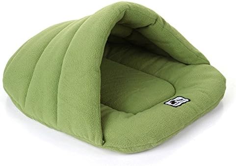 Pet Bed, Homure Luxury Pet Cave Half Covered Soft Cozy Sleeping Bag Mat for Dogs Cat Rabbit Warm House Bed Medium, Fruit Green