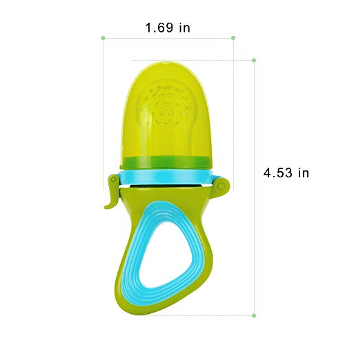 Vanly Baby Fresh Fruit Feeder Pacifier - 3 Different Sized Silicone Pouches, Fresh Food Feeder with Ring Holder, Baby Feeding Teething Toys Set