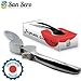 San Sero Chef Quality Stainless Steel Garlic Press - Self Cleaning and Easy to Squeeze with Large Garlic Chamber