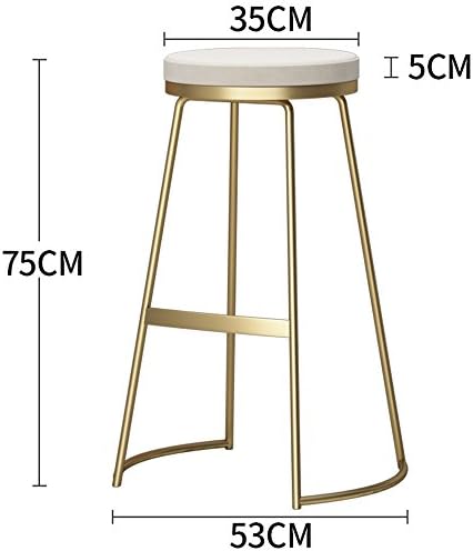 HAIZHEN Chairs Sofas Stools Height Bar Stools Metal Bar Stools Indoor/Outdoor with Comfortable pad 45cm, 65cm, 75cm Home Office Furniture (Color : Gold+White mat, Size : 75CM)