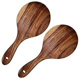 EORTA 2 Pack Rice Paddle Spoon Natural Wood
