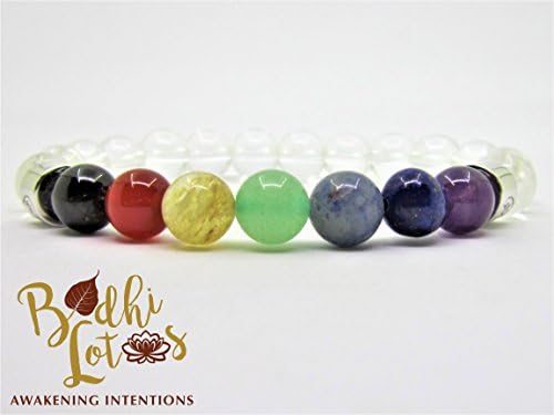 7 Chakra Mala Bracelet Balance 925 Sterling Silver Mala 7 Chakra Healing Bracelet 7 Chakra Energy Yoga Meditation Mala 7 Chakra Clear Quartz