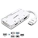 CABLEDECONN Multiport 4-in-1 HDMI to HDMI/DVI/VGA Adapter Cable with Audio Output Converter (White)