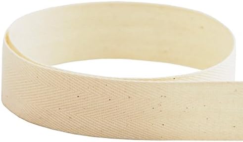 USA Made Ribbon Factory 3/8" Natural Cotton Twill Tape - 50 Yards - Soft & Light Weight - (Multiple Widths Available)