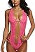 Avidlove Women One Piece Lingerie Lace Teddy Bodysuit Mesh Babydoll Rose Red Large