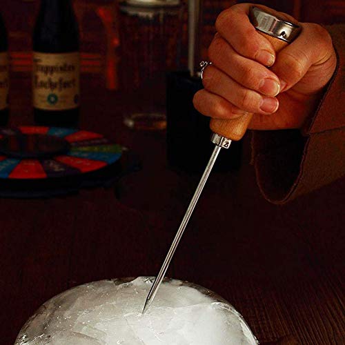BTMB 3 Pcs Stainless Steel Ice Pick with Wooden Handle,21cm/8.26'' Long