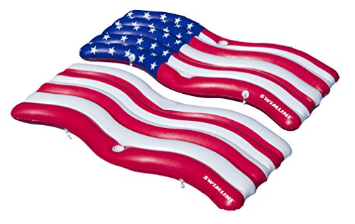 Swimline Americana Flag Connector Mat Pool Inflatable Ride-on, Red, White, Blue