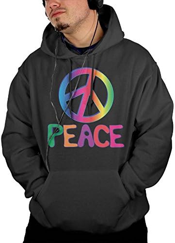 Ijalo Rainbow Peace And Love Anti War Men's Pullover Heavyweight Cotton Pullover Hoodie Sweatshirt Christmas Gift M