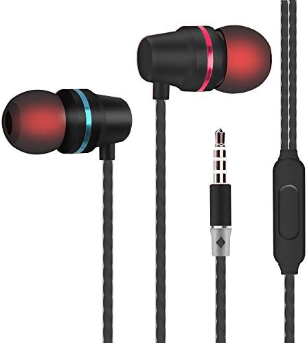 Earbuds In-Ear Headphones Metal Sound Cell Phone Headset Earphones with Mic & Stereo Bass for iPhone 6S Plus 6 5S, iPod, iPad, Samsung S6 Note 5, HTC, LG G4 G3, Android Smartphones. (Black)