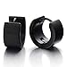 Pair of Black Huggie Hinged Hoop Earrings Unisex Men Women