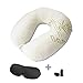 Premium Bamboo Neck Pillow Travel Size - Shredded Memory Foam Travel Pillow Set, Airplane Neck Pillow, Removable Zipper Cover, Flight Pillow Included 3D Sleep Mask