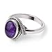 Chuvora 925 Oxidized Sterling Silver Natural Amethyst Gemstone Oval Rope Edge Vintage Band Ring Size 8