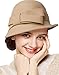Women Solid Color Winter Hat Wool Cloche Bucket with Bow Accent, Camel, One Size