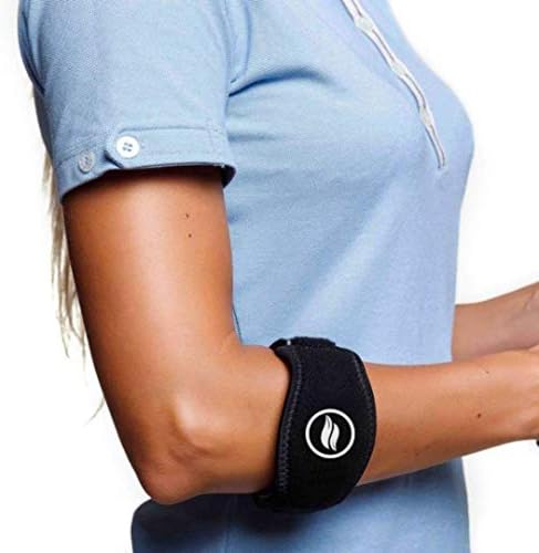 1-Pack Carestrap™ Tennis/Golfers Elbow Brace | Pain Relief Compression Pad for Tendonitis and Lateral Epicondylitis | Adjustable Velcro Strap for Comfort | All Weather & Sweat Resistant.