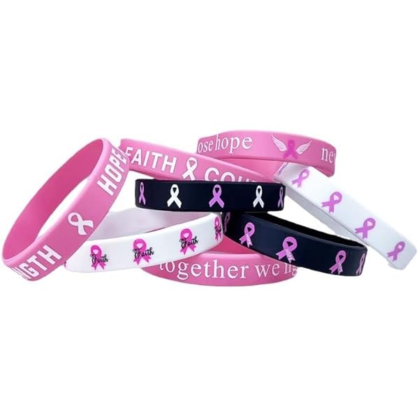 Rubber Bracelet Breast Cancer Awareness Pink Ribbon Raising