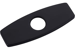 IVIGA Sink Hole Cover 6 Inch: Stainless Steel Escutcheon Plate Black - Easy Install Faucet Escutcheons - Sink Faucet Cover For 1 or 3 Hole Bathroom Vanity Basin - Faucet Escutcheons 4" Faucet Plate Cover