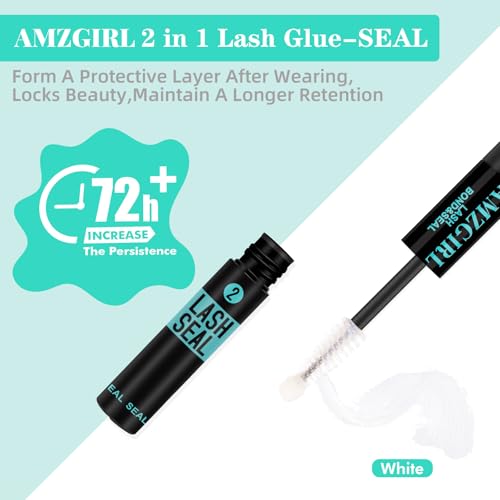 Lash Glue,Eyelash Glue,Waterproof Lash Bond and Seal,Lashes Clusters Glues for DIY Eyelash Extensions,Lash Glue for Eyelash Clusters 2-in-1 Bond and Seal Strong Hold 72H,Latex-Free(10ml)
