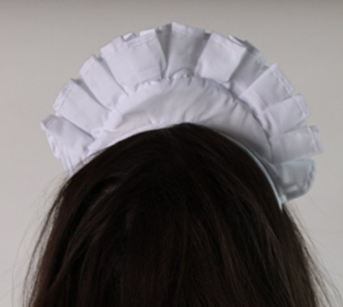 French Maid or Waitress White Headband & Apron Costume Accessory Set - Thumbnail 3