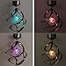 Clordeal Solar Powered Energy Saving Lamp LED Wind Chime Moving Rotating Colorful Color Changing Outdoor Stainless Spinner Hanging Spiral Garden Lawn Balcony Porch Window Decorative Light Lamp