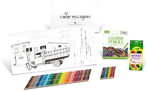Crayola Color Escapes Coloring Pages Pencil Kit Americana Edition 12 Premium Pages 12 Watercolor Pencils 50 Colored Pencils Adult Coloring Art Activity Set Amazon Sg Toys Games