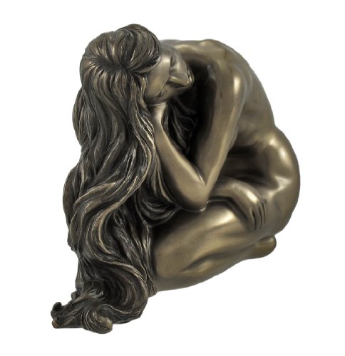 Bronzed Finish Nude Kneeling Female Statue Sculpture Erotic Art