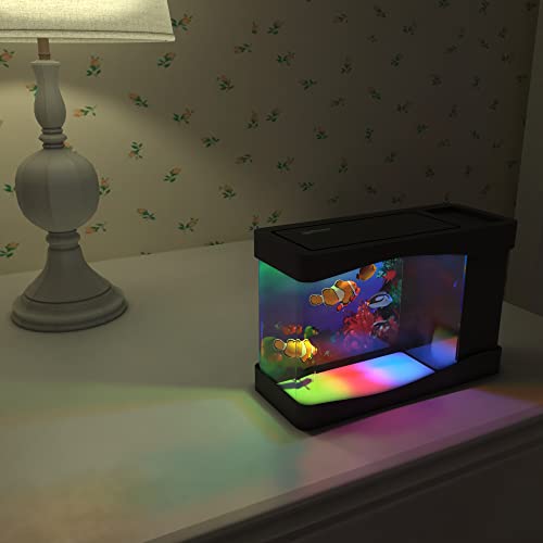 Playlearn Mini Aquarium Artificial Fish Tank with Moving Fish USB