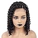 ATZHAIR 4x4 Lace Front Wigs Brazilian Virgin Human Hair Wigs Glueless Cap Deep Curly Bob Wig Pre Plucked with Baby Hair for African American Women 150% Density Natural Color 12 Inch