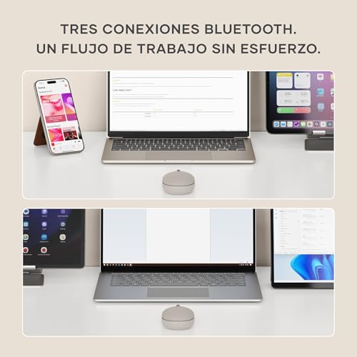 SATECHI OntheGo™ Wireless Mouse, USB-C Recharge, Bluetooth Up to 3 Devices, Adjustable DPI, Elegant Ergonomic Mouse for MacBook, Laptop, iPad and More - Beige