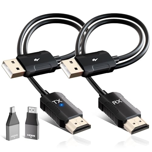 Wireless HDMI Transmitter and Receiver, 5.8G Wireless Transmission 4K Decoding, HDMI Wireless Radio Transmission for Wireless Streaming Video Audio File from Laptop, PC to HDTV, Projector, Black