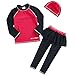 Vivobiniya Big Girl Two Piece Swimsuits Long Sleeve Rash Guard T-Shirt Swimming Trunks Cap upf50+