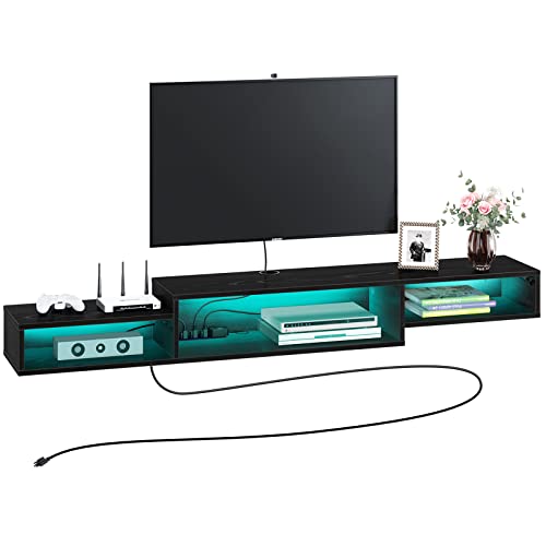 Rolanstar Floating TV Stand with Power Outlet & LED Light, 71" Wall