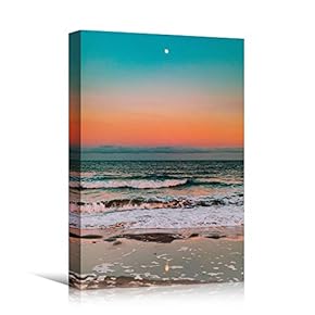 signwin Canvas Wall Art Ocean Sunset Coastal Orange...