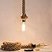 Jorunhe Industrial Pendant Lamp Vintage Edison Nautical Manila Rope Ceiling Light