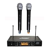 Audio2000s AWM6527U UHF 2-Channel Wireless Handheld Microphone System with 100 Selectable Frequency