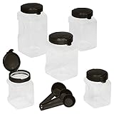 Snapware Airtight 10 piece Plastic Canister set includes, 2-ea 11.1 cupsquare, 4.4 cup square, 1-ea 15.9 cup square with scoops  blackish grey lids