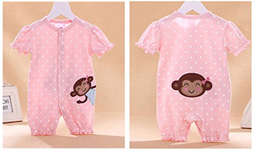 Monvecle Unisex Baby 2 Pack Summer Romper Playwear Short Sleeved Jumpsuit Monkey 12M