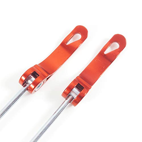 DEERU Road Mountain Bicycle MTB Wheel Hub Front and Rear Skewers Quick Release Clip Bolt Lever Axle QR 145/185 mm, a Pair (Silver Skewer - Red)