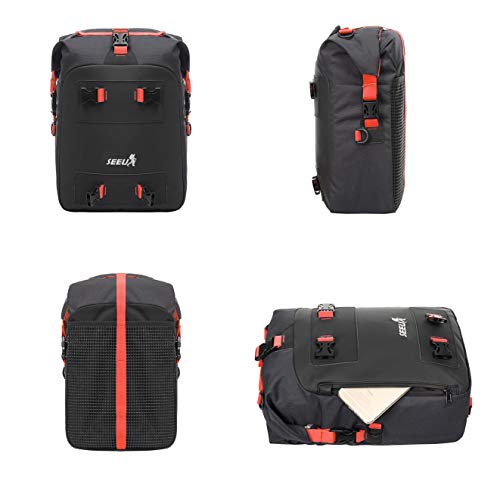 image for Waterpoof Motorcycle Tail Bag, SEEU Universal Motorcycle Seat Bag Moto