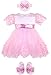 Lilax Baby Girl Newborn Lace Princess Wedding Party Dress Gown 4 Piece Deluxe Set 3-6 Months Pink